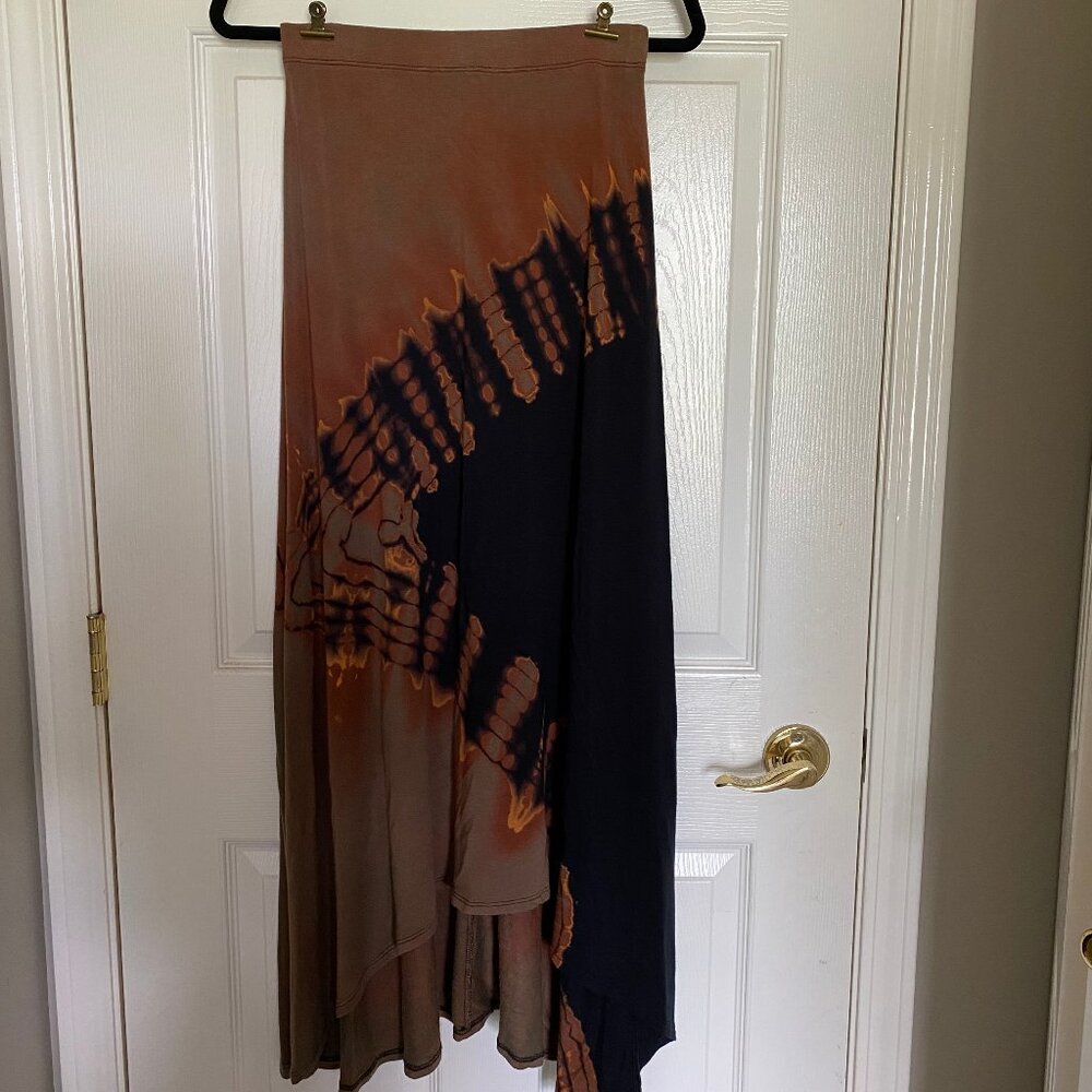 vintage black & brown tie-dye maxi skirt